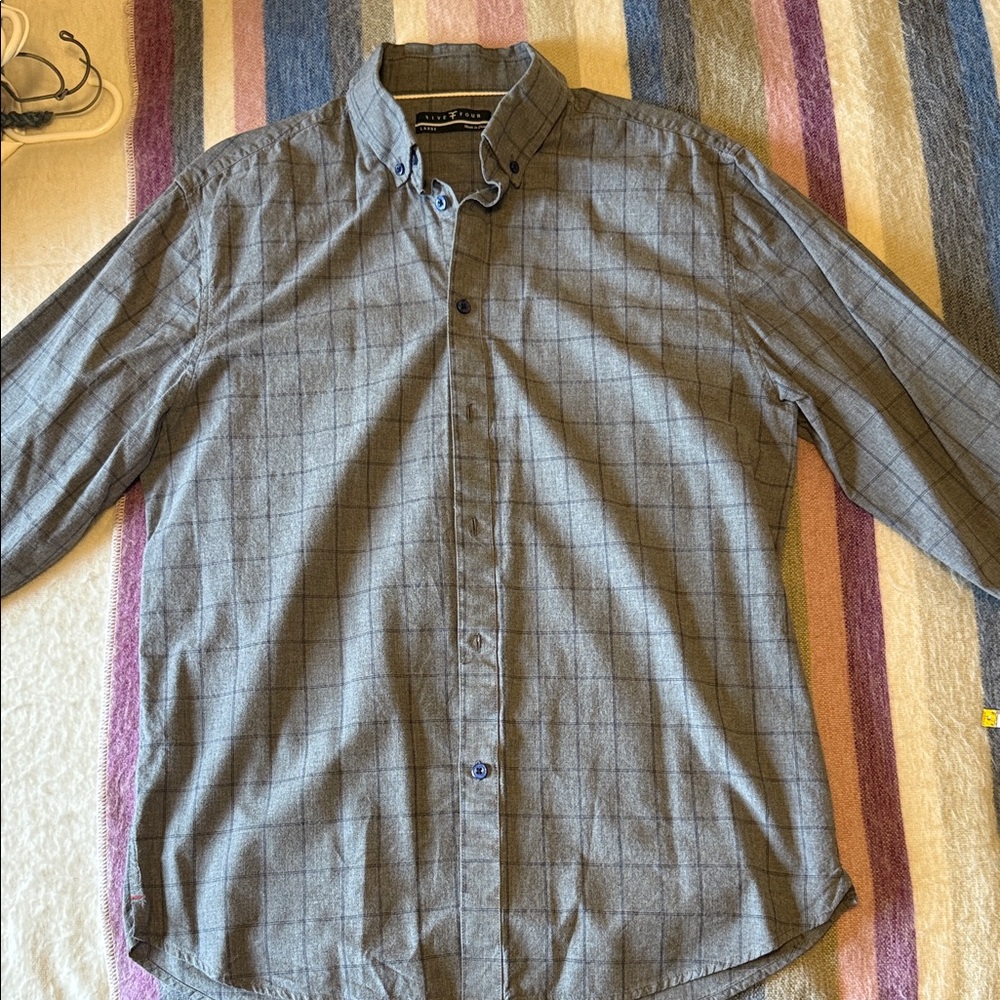 Five Four Men's Gray Checkered Button-Down Shirt